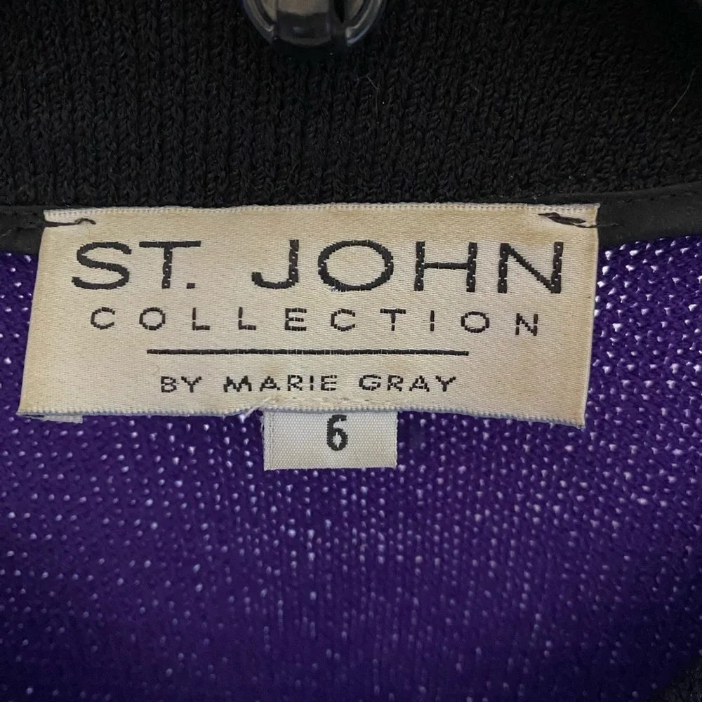 Vintage St. John by Marie Gray royal purple cardigan dog show, Sz. 6
